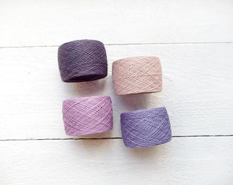 400gr / 14oz. of natural Linen Yarn, linen thread, natural linen, purple, lavender, pale pink