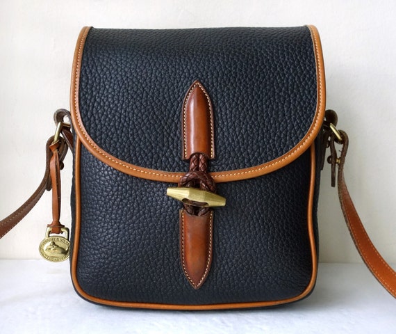 Vintage Dooney and Bourke Navy Blue & Tan Brown All Weather