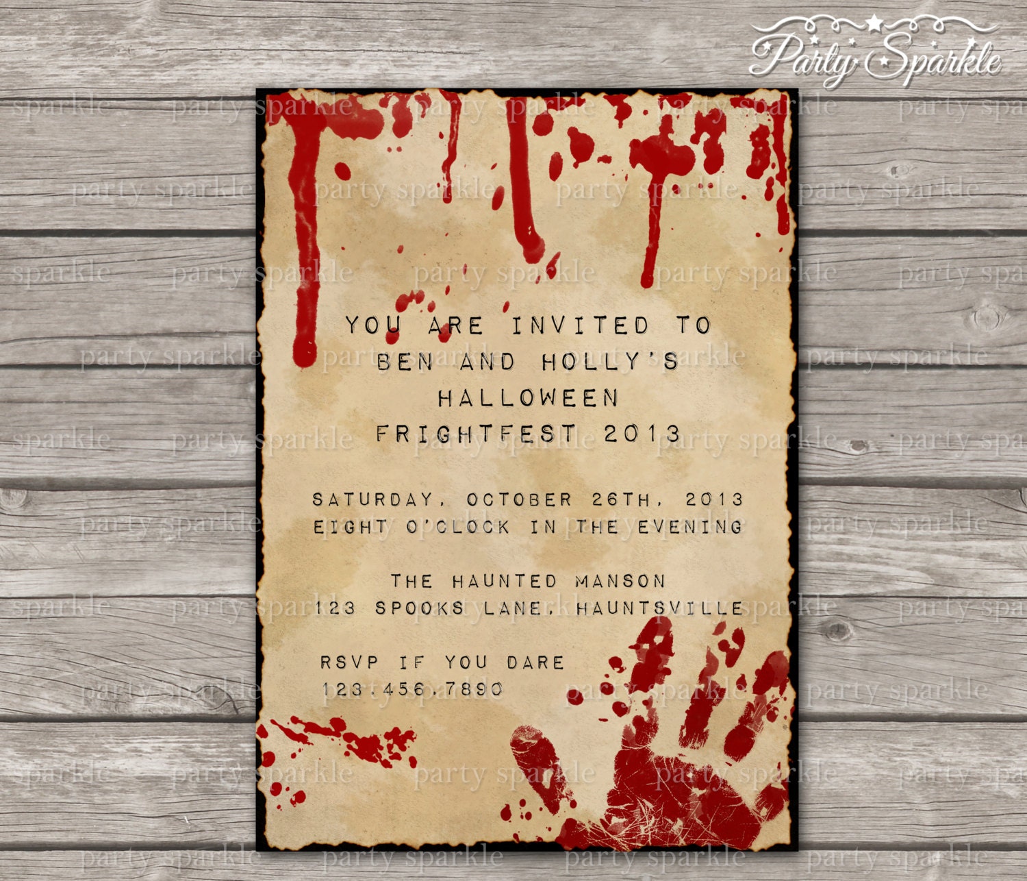 PRINTABLE Halloween Bloody Typewriter Frightfest Invitation 