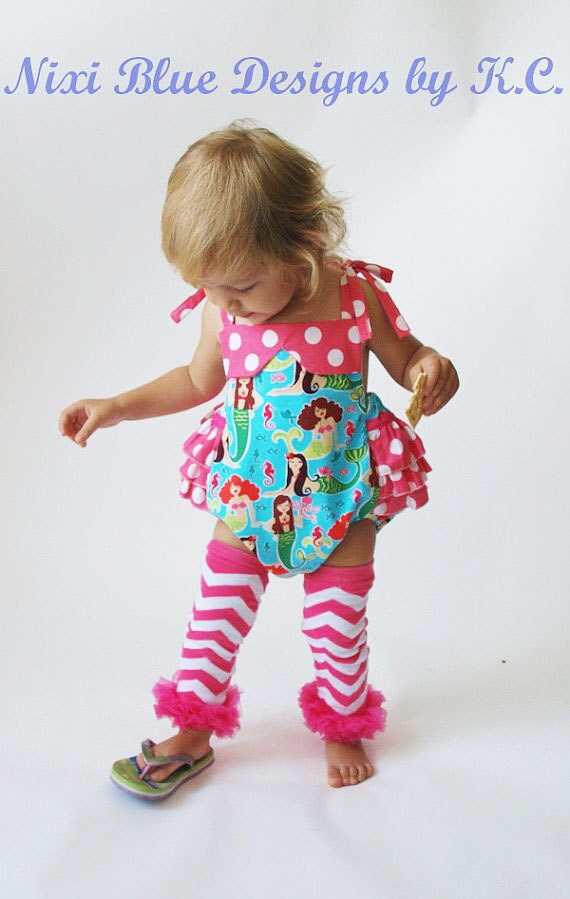 Baby girl mermaid romper Newborn photo prop by NixiBlueDesigns