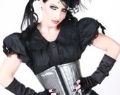 DAWN PLEATHER Gun Metal Gray Corset