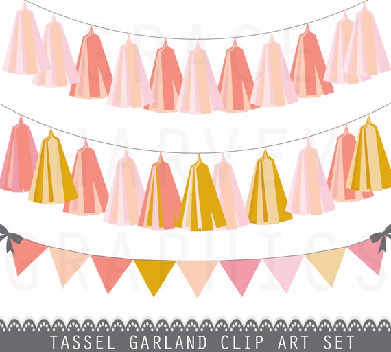 Tassel Garland and Bunting Banner Clip Art, INSTANT ...