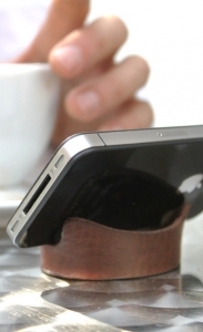 Smartphone Bracelet & Stand - Black Leather