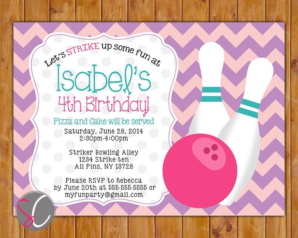 Girl Bowling Birthday Party Invitations 5