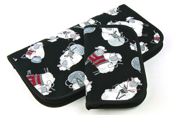 Zip Around Knitting Needle Case - Black Sheep