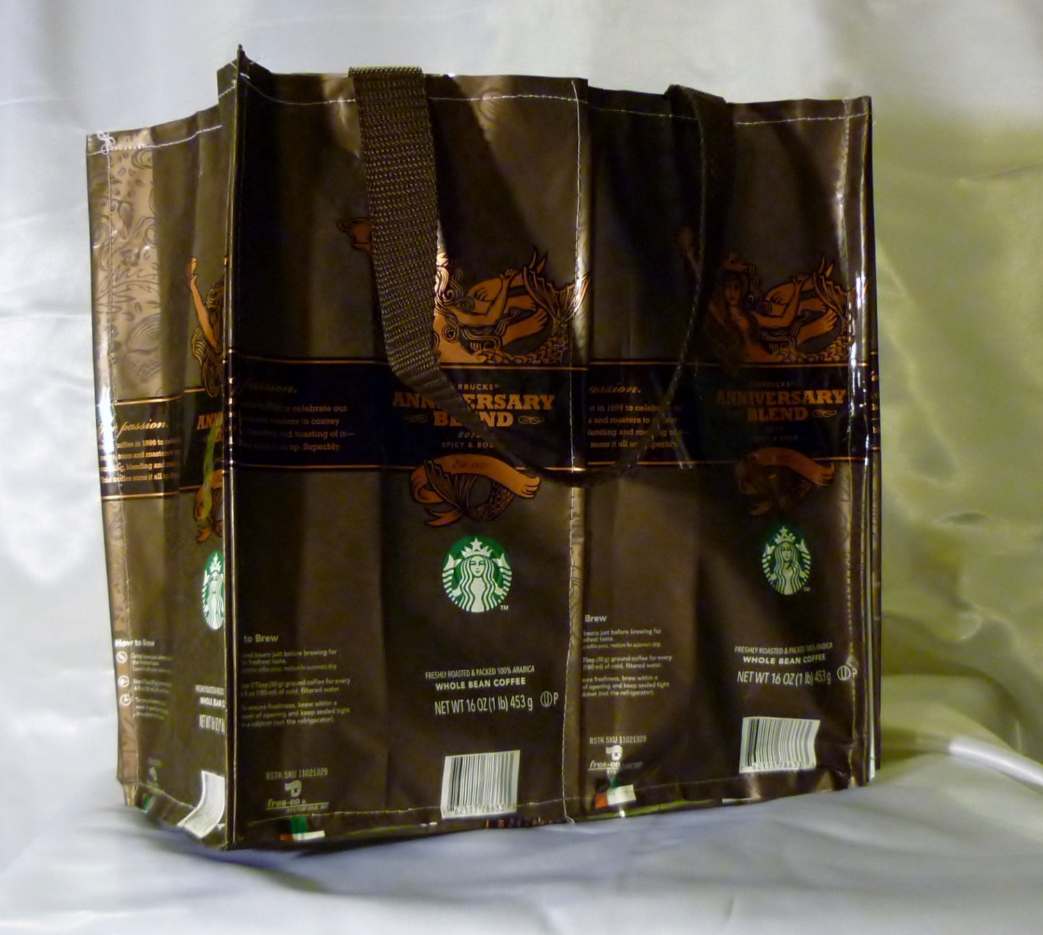 Recycled Tote Bag Starbucks Coffee Bean Bag 2012