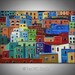 LARGE COLORFUL Painting Original Modern Wall Art - Large Oil Painting on Canvas - HOUSES 40x28 by BenWill