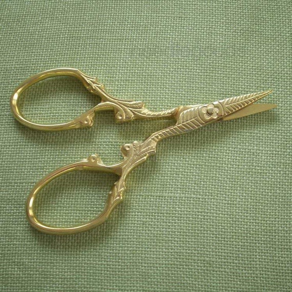 small gold VINEYARD embroidery scissors by needlegoods on Etsy