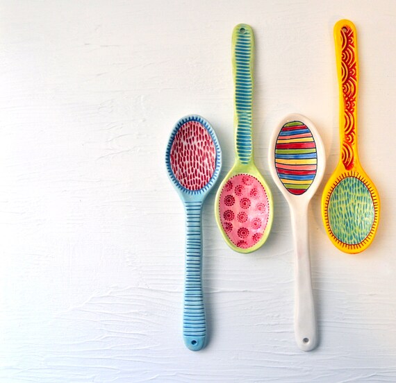 Spoon   with  Decorative  colorful serving Serving White  Spoon Colorful utensils Multi Art