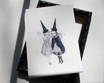 Two Witches mini print - archival giclee