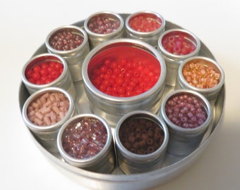 Glass Bead Mix: Reds/Purples - with Aluminum Box Set