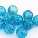 10 Beautiful turquoise swirl blown glass round beads