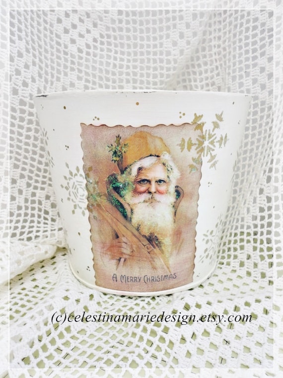 A Merry Christmas Half Bucket Holder for Cards, Door Decor, Hand Painted and Designed, CSSTeam, ECS