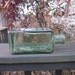 Square Green Glass Bottle/ Vase - Vintage Decor