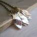 Silver Leaf cluster necklace - silver leaves charms brass chain - handmade