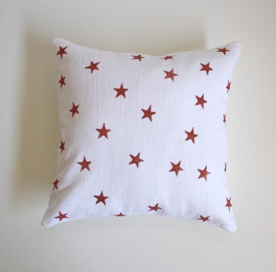 Hand Printed Star Pillow Decorative Throw Pillow Copper