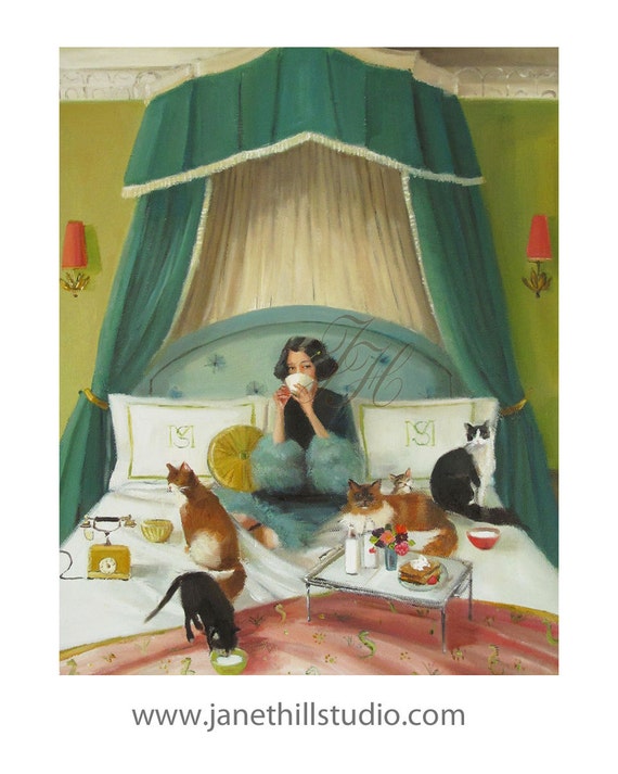 Mademoiselle Mink Breakfasts In Bed.  Art Print