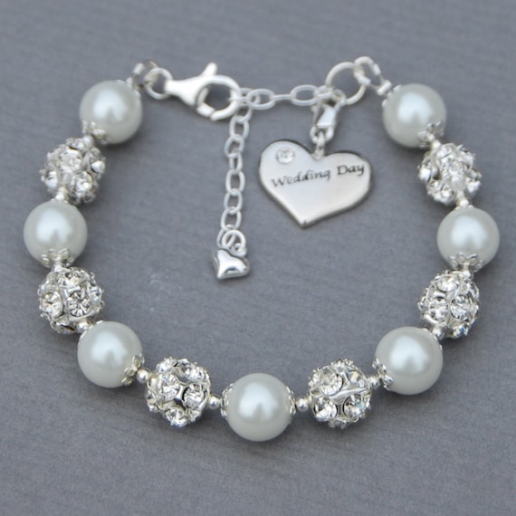 Wedding Day Charm Bracelet Brides Jewelry Bridal by AMIdesigns