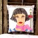 RESERVED For Christine Only..ANGELIQUE FRENCH Kiss Pillow, hand painted, French linen, Paris lady, Gift for Francophile, Eiffel Tower