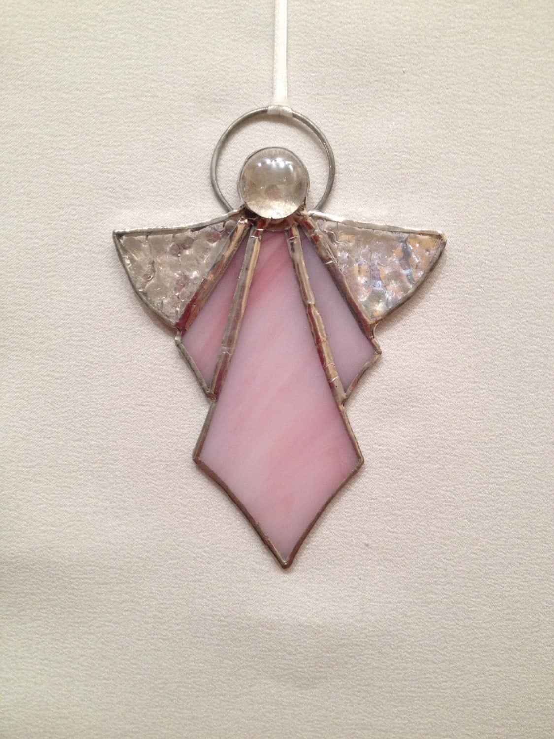 Stained Glass Ornament Pink Angel