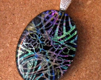 Fused Glass Pendant - Dichroic Pendant - Glass Jewelry - Fused Glass Jewelry