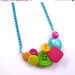 Christmas in July Sale Neon Bright Jewelry - Colorful - Vintage Button Necklace - Aqua, Hot Pink, Lime Green, Orange, Yellow