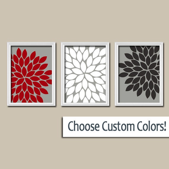 RED BLACK Gray Wall Art CANVAS or Prints Bedroom Pictures