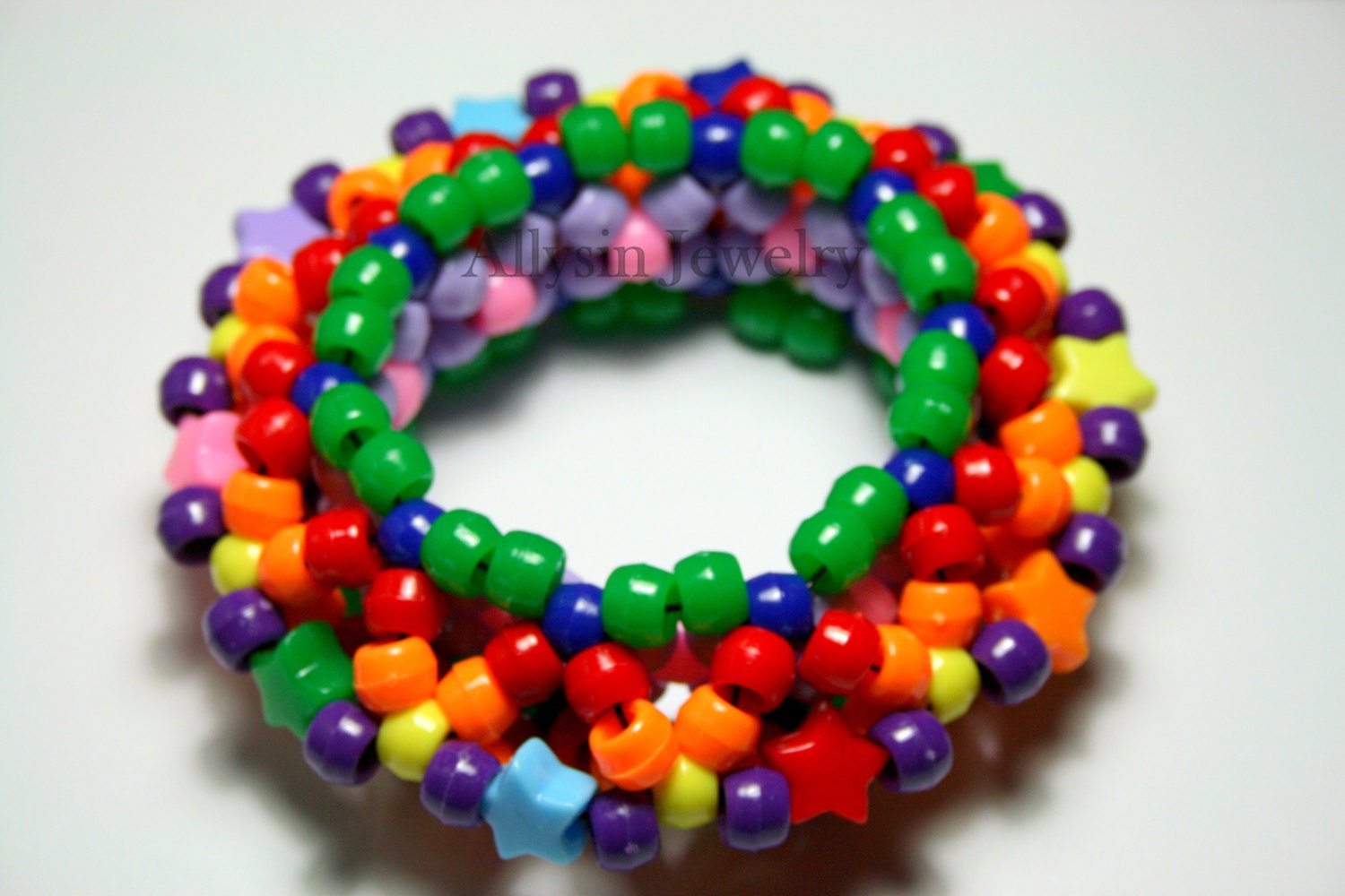 3D Rainbow Kandi Cuff Disc Style UFO Bracelet Raver Plur