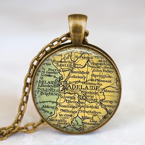 Adelaide map necklace Adelaide Australia map pendant