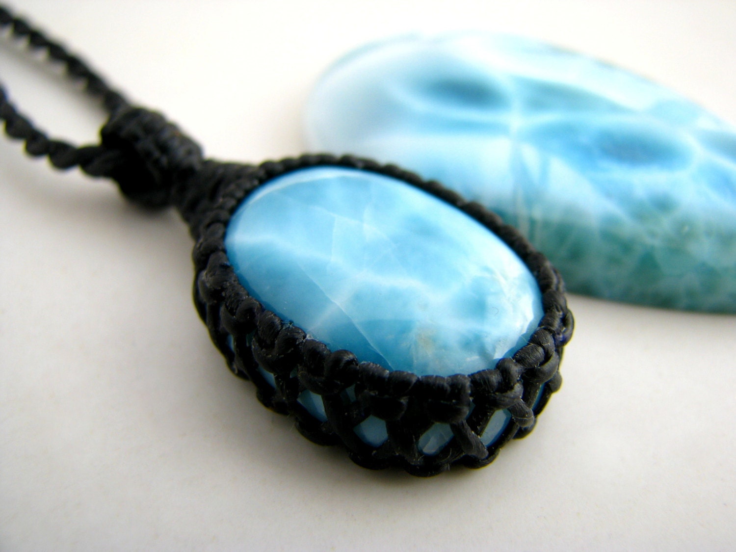 Larimar Necklace / Carribean blue / Stone jewelry / Gemstone