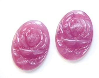 Etched Purple Flower Acrylic Cabochon 25X18mm cab134C