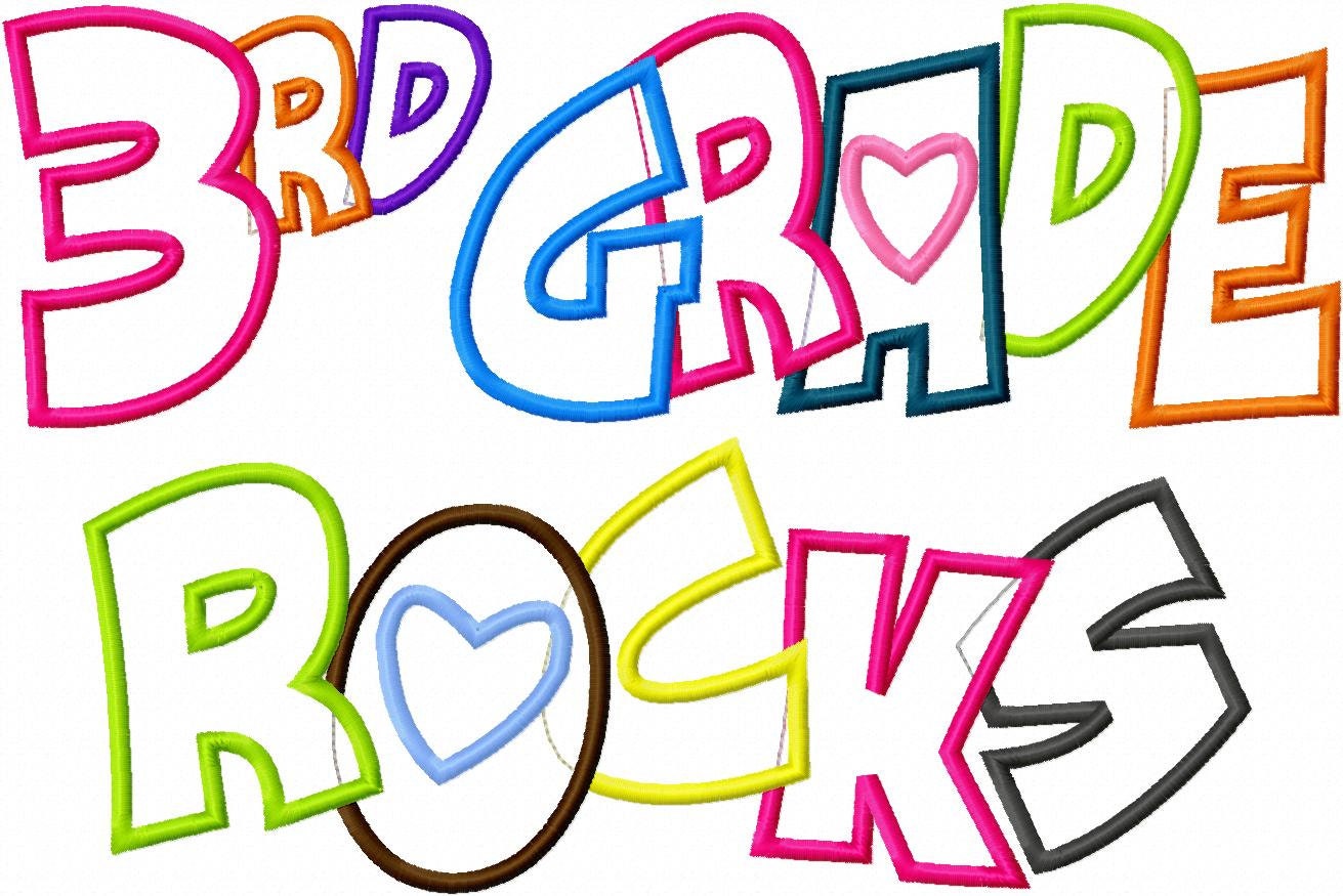 Download 3rd Grade Rocks Applique Designs 5x7 and 8x11 hoop size