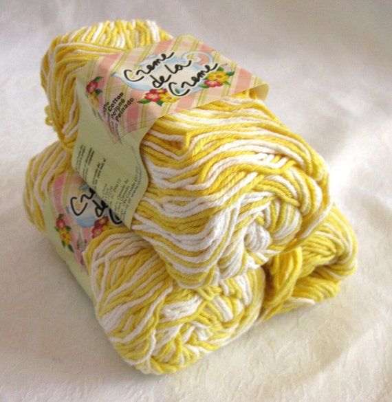 yellow and white Cotton Yarn SUNSHINE OMBRE Creme by crochetgal
