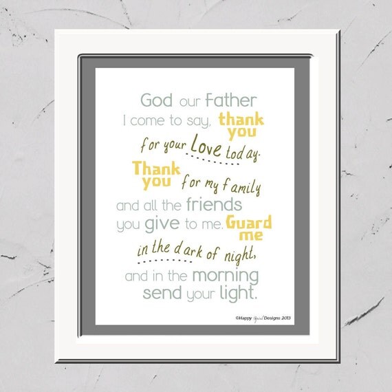 God Our Father I Come To Say Children's Prayer 8x10