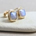 Labradorite Posts, Labradorite Studs, Gold Post Earrings, Square Stone Studs