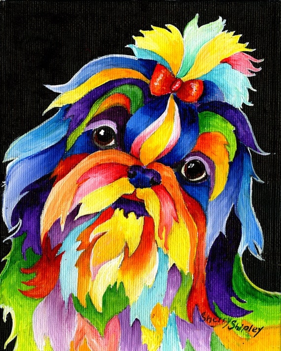 8x10 SHIH TZU Dog Art Print by Sherry Shipley