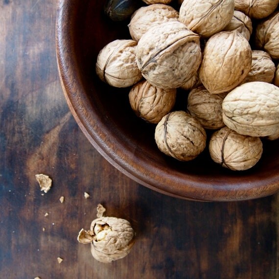 Sleek MidCentury Wooden Nut Bowl Set with Silver by TheFickleFern