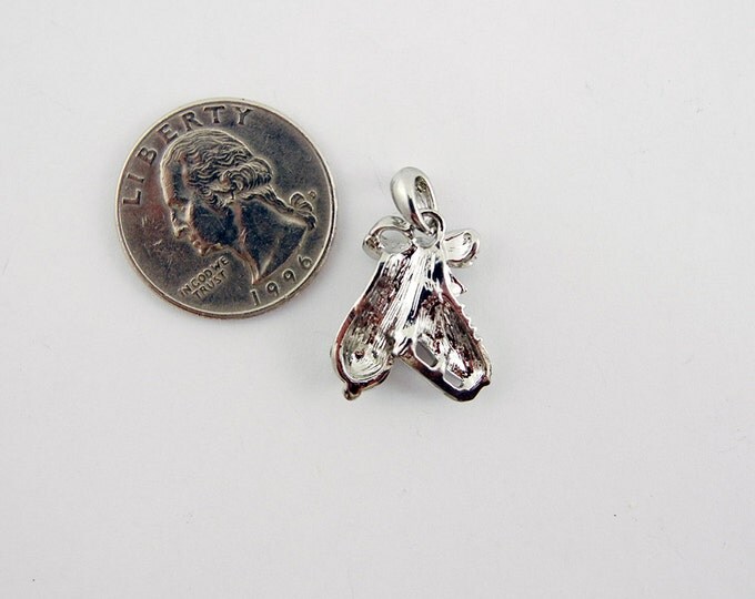 Clear and Aurora Borealis Rhinestone Ice Skates Pendant Silver-tone