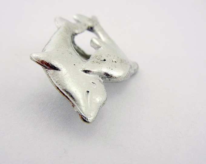 Pewter Double-link Double Dolphin Pendant