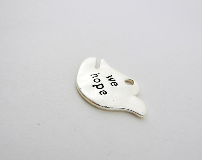 Matte Silver-tone Dove Charm with Message "We Hope"