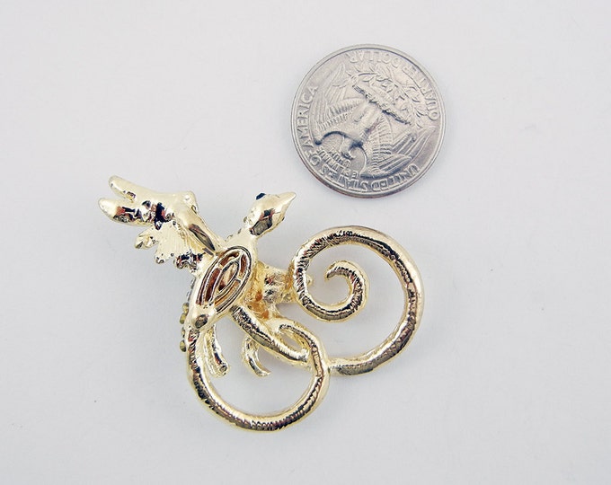 Gold-tone Phoenix Bird Pendant with Rhinestones