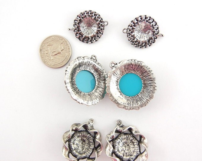 Set of 3 Pairs of Antique Silver-tone with Turquoise Accents