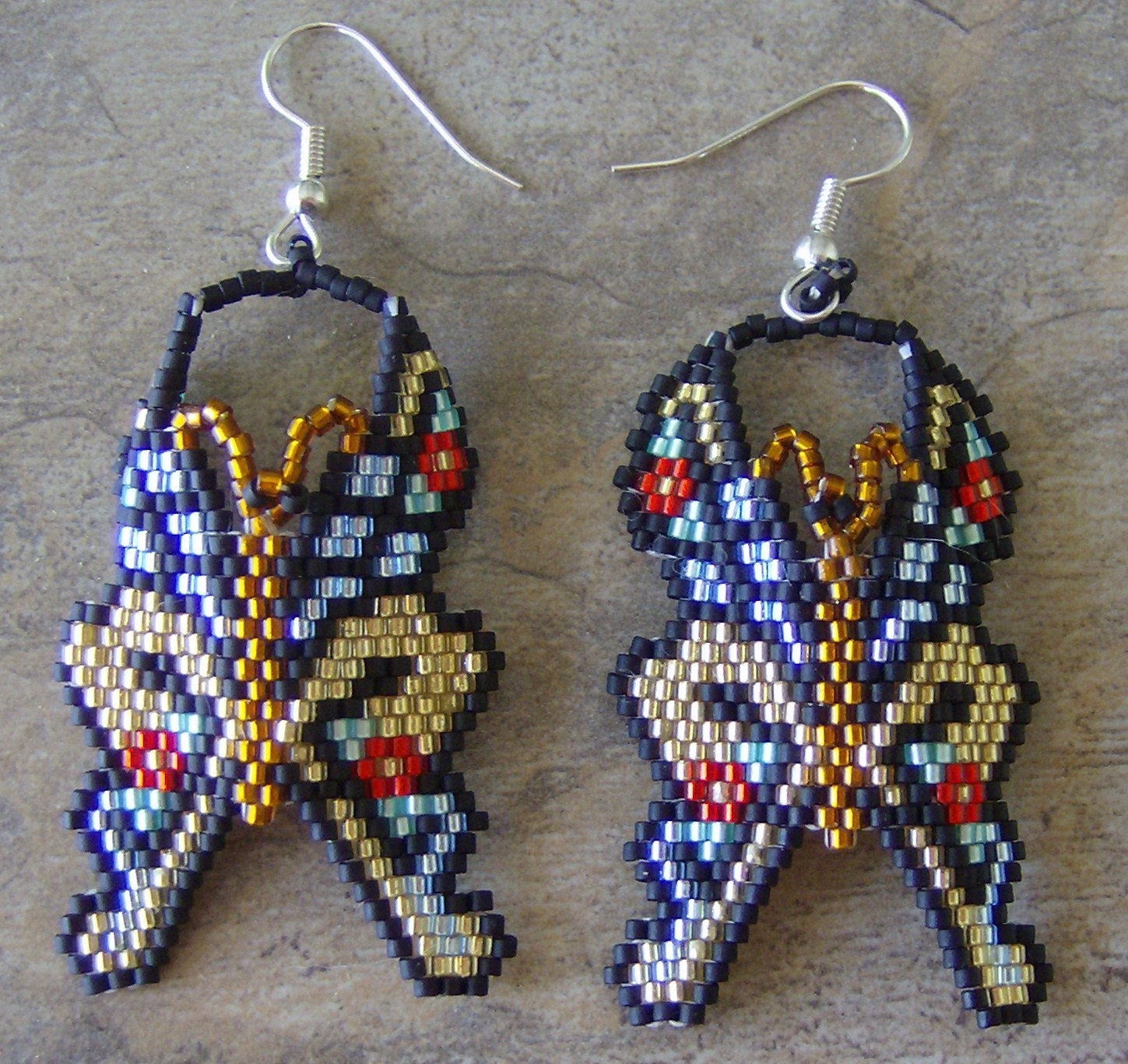 Butterfly Earrings Hand Made Seed Beaded by wolflady on Etsy