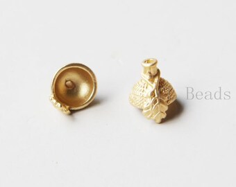 4pcs Matte Gold Plated Base Metal Acorn Caps-15x13mm with Open Part 10mm (356C-S-102)