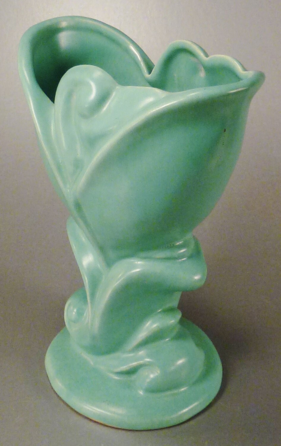 Vintage TULIP VASE  CERAMIC Turquoise color McCoy Ceramic