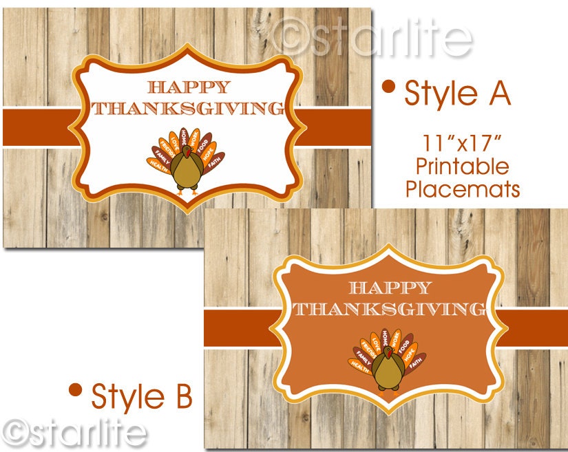 Printable Thanksgiving table decor placemats  Printable Place mats Thanksgiving