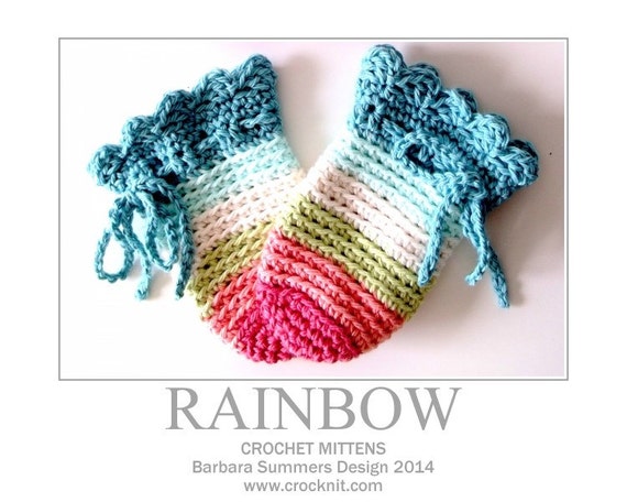 newborn pattern for mittens crochet easy Instant Newborn PDF RAINBOW Baby Crochet Gloves PATTERN Mittens