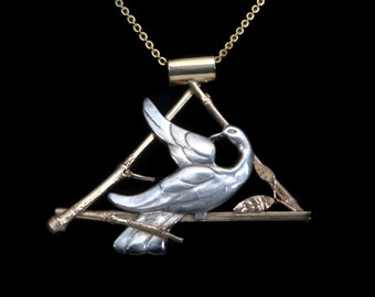 Dove on a Golden Branch Pendant
