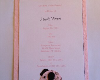 little pink elephants baby shower invitations