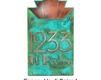 Moderne Art Deco Address Numbers Plaque 8x14 for TWO numbers Made in USA by Atlas Signs and Plaques